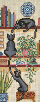 #3105 Black Cat Trio 13 Mesh - 5-1/2" x 14" Needle Crossings 