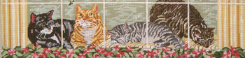 #611 Kitties in the Window 18 Mesh 18-1/2" x 4-1/2" Needle Crossings 