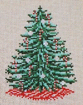 #1786  Candy Cane Tree Ornament 18 Mesh - 3-1/4" x 4-1/2"  Needle Crossings 