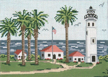 #127-13  Pt. Vincent Lighthouse (CA) 13 Mesh - 9-1/2" x 7" Needle Crossings