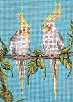 #1627-13 Bird Boys-Cockatiels 13 Mesh - 7" x 9-1/2"  Needle Crossings