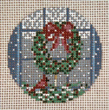 #1772-13 Christmas Wreath Ornament 3" Round 13 Mesh Needle Crossings