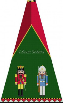 4002E Nutcracker Tree w/BG, Red King & Blue Policeman #13 Mesh 30" h (1/12th of skirt Only) Susan Roberts Needlepoint