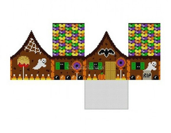 5239-18 Halloween, 3D gingerbread house #18 Mesh 2 3/4" x 2" x 3" Susan Roberts Needlepoint