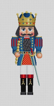 4294 Blue King, 18" nutcracker stand-up #13 Mesh Susan Roberts Needlepoint