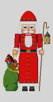 4295 Lantern Santa, Toy Bag, 18" nutcracker stand-up #13 Mesh Susan Roberts Needlepoint