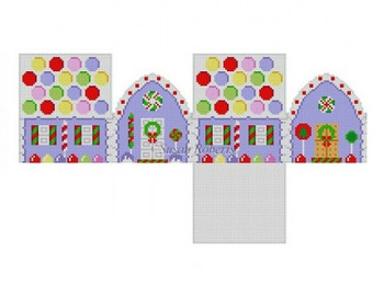 5236-18 Grape w/Jelly Rounds Roof, 3D gingerbread house #18 Mesh 3" x 3" 2 3/4" high Roberts Needlepoint