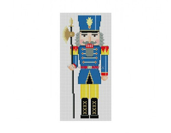 4316  Nutcracker, Blue & Yellow Guard 6 1/2" High 18 Mesh Susan Roberts Needlepoint