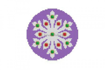 5380 Snowflake, jeweled 3.25" Round 18 Mesh Susan Roberts  Needlepoint