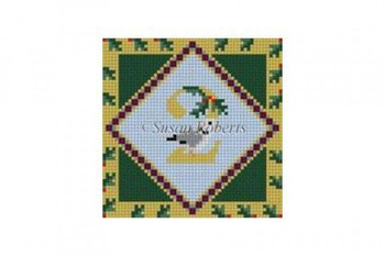 5702 2 Turtle Doves, 3" ornament #18 Mesh Susan Roberts  Needlepoint