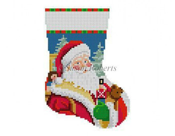 5412 Santa Face w/Toys, mini stocking #13 Mesh 4 1/2" h Susan Roberts Needlepoint