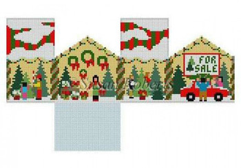 5507-18 Christmas Tree Lot, mini house #18 Mesh Susan Roberts  Needlepoint