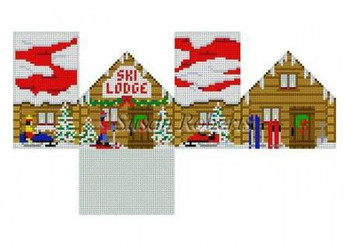 Mini House 5504 Susan Roberts Needlepoint Ski Lodge 2.5" x 2.75" x 1.5" 18 Mesh