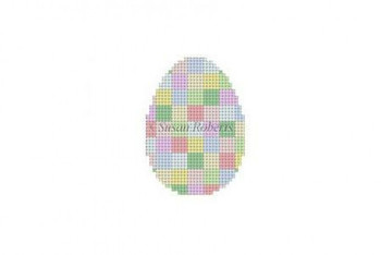 6416 Pastel Checkers egg 1¾” x 2½” 18 Mesh Susan Roberts  Needlepoint