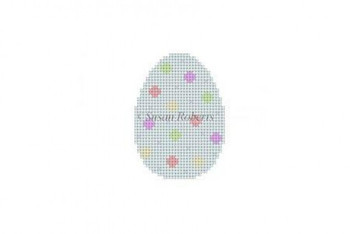 6411 Blue Poka Dotted, egg 1¾” x 2½” 18 Mesh Susan Roberts  Needlepoint