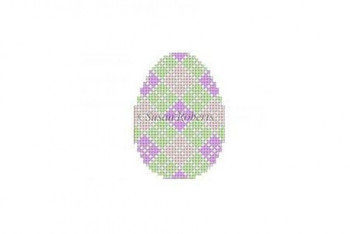 6410 Argyle pink & green, egg 1¾” x 2½” 18 Mesh Susan Roberts  Needlepoint