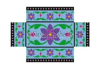 6312 Art Deco Clematis, brick cover 8.5" x 4.25" 13 Mesh Susan Roberts  Needlepoint