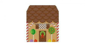 6227 Lollipop & Chocolate Wafers, gingerbread front #18 Mesh 3 3/4" x 3 3/4" Susan Roberts  Needlepoint