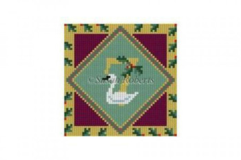 5707 7 Swans A Swimming, 3" ornament #18 Mesh Susan Roberts  Needlepoint