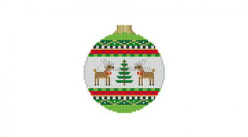 7223 Reindeer  3 1/4" x 3 1/2"  Round Orn, 18 Mesh Susan Roberts  Needlepoint