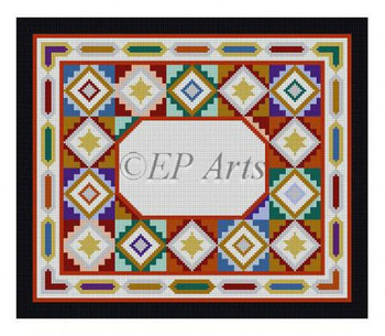 EP0164 David, blue, copper, gold tile, tallis #13 Mesh 13" x 11" Susan Roberts Needlepoint