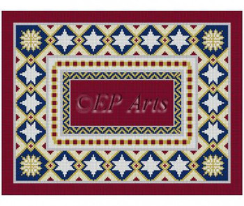 EP0151 Petals Imari, wine, tallis #13 Mesh 14" x 10 3/4" Susan Roberts Needlepoint