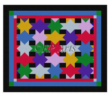 EP0116 Patchwork Star, multi, tallis #13 Mesh 13 1/4" x 11 1/4" Susan Roberts Needlepoint