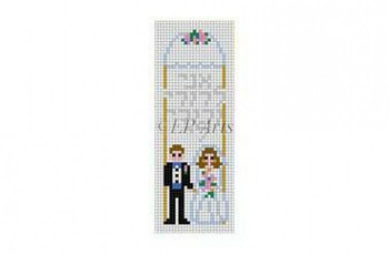 EP0590 Bride & Groom With Chuppah, mezuzah #18 Mesh 1¼” x 3¾”Susan Roberts Needlepoint