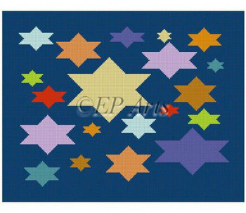 EP0171 Floating Stars Of Color, tallis #13 Mesh 14 1/2" x 11 1/2" Susan Roberts Needlepoint