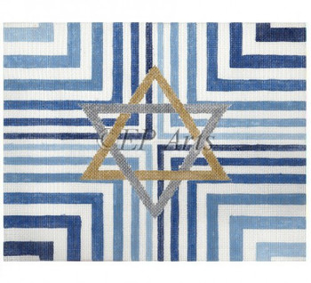 EP0182 Blue Stripe Star, tallis 13 Mesh 14" x 11" Susan Roberts Needlepoint