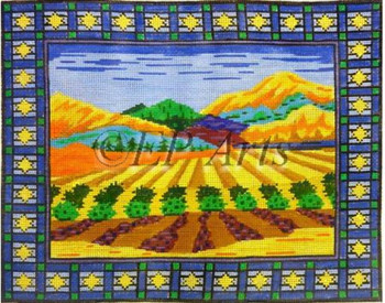 EP0180 Israeli Landscape, tallis 13 Mesh 14" x 11" Susan Roberts Needlepoint