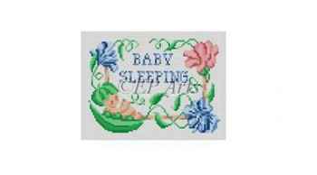 EP0817 Baby's Sleeping, sign #13 Mesh 6 3/4" x 4 3/4" Susan Roberts Needlepointn