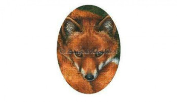 LGDasp401 Red Fox Face #18 Mesh 6" x 8" oval Susan Roberts Needlepoint