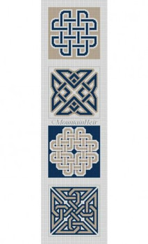 MH0505 Celtic Knots, coasters (1 strip, 4 pieces) #18 Mesh 4 designs each 4" x 4" Susan Roberts Needlepoint