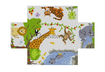 MH0361~ Children's Animals, brick cover 8 1/2" x 4 1/2" x 2 3/4" 13 Mesh Susan Roberts Needlepoint