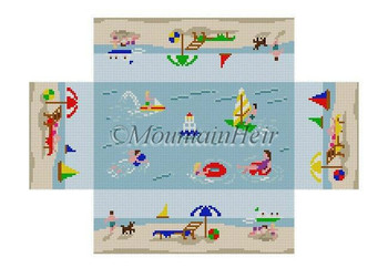 MH0354 Day at the Beach, brick cover #13  Mesh 8 1/2" x 4 1/2" x 2 3/4" Susan Roberts Needlepoint