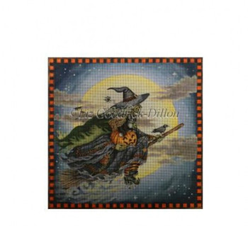 LGDP502 Witch's Moonlight Ride 12 1/2" x 12 1/2" 18 Mesh Susan Roberts Needlepoint