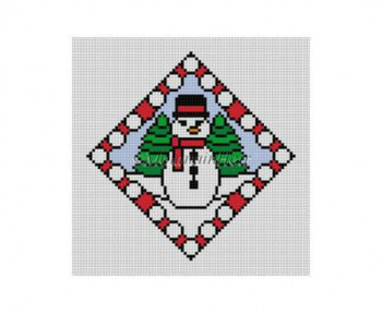 ORNAMENT MH4203 Susan Roberts Needlepoint Stained Glass, Snowman 4" Dimond 18 Mesh