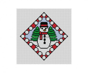 MH4203 Stained Glass, Snowman 4" Dimond 18 Mesh Susan Roberts Needlepoint