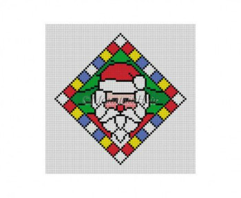 ORNAMENT MH4201 Susan Roberts Needlepoint STAINED GLASS, SANTA 4" Diamond 18 Mesh