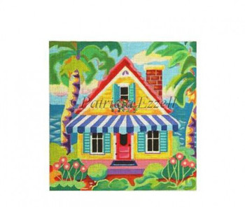 PE1006 Yellow Beach Cottage #13 Mesh 12" x 12" Susan Roberts Needlepoint