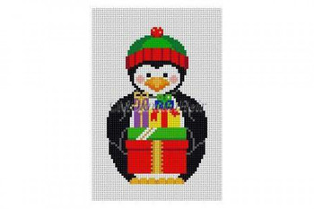 MH5415-18 Penguin w/Presents #18 Mesh 5 1/2" h  Susan Roberts Needlepoint