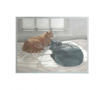 TTAP409 Sun Bathing Cats #18 Mesh 14” x 10½” Susan Roberts Needlepoint
