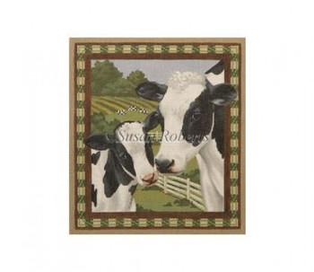 TTAP331 Cows And Calf #13 Mesh 11¼” x 11” Susan Roberts Needlepoint