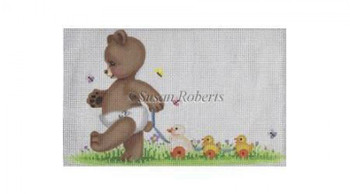 TTASP169 Squishy Bear And Ducks #13 Mesh 10 1/2" x 6 1/2"  Susan Roberts Needlepoint