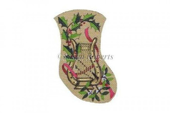 TTAXO180 Golden Harp, mini stocking #18 Mesh 5 1/2" x 4" Susan Roberts Needlepoint