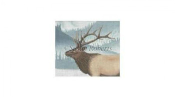 TTASP357 Elk In Snow #18 Mesh 6" x 5 1/4" Susan Roberts Needlepoint