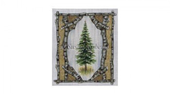 TTASP343 Pine Tree #18 Mesh 7¼” x 6” Susan Roberts Needlepoint