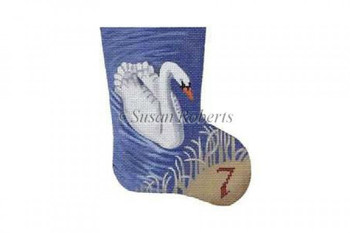 TTAXO208 Swan, Day 7, mini stocking #18 Mesh 4 1/2" x 5 1/2" Susan Roberts Needlepoint