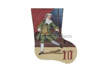 TTAXO211 Lord Leaping, Day 10, mini stocking #18 Mesh 4 1/2" x 5 1/2" Susan Roberts Needlepoint